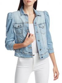 Ada Puff-Sleeve Distressed Denim Jacket at Saks Fifth Avenue